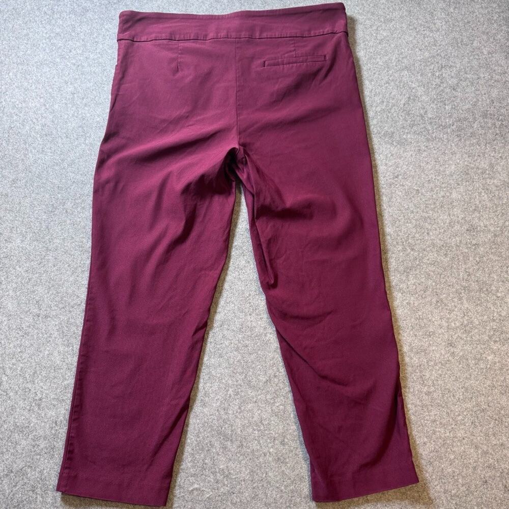 Tribal Women's Pull On Crop Pants Burgundy Stretch Career Casual Size 18W - Picture 3 of 11